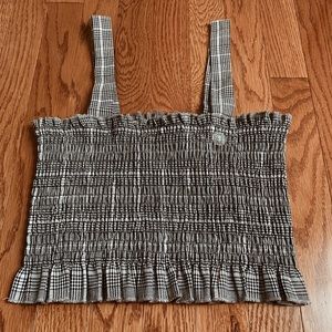 NWT Kendall & Kylie Black and White Plaid Crop Top